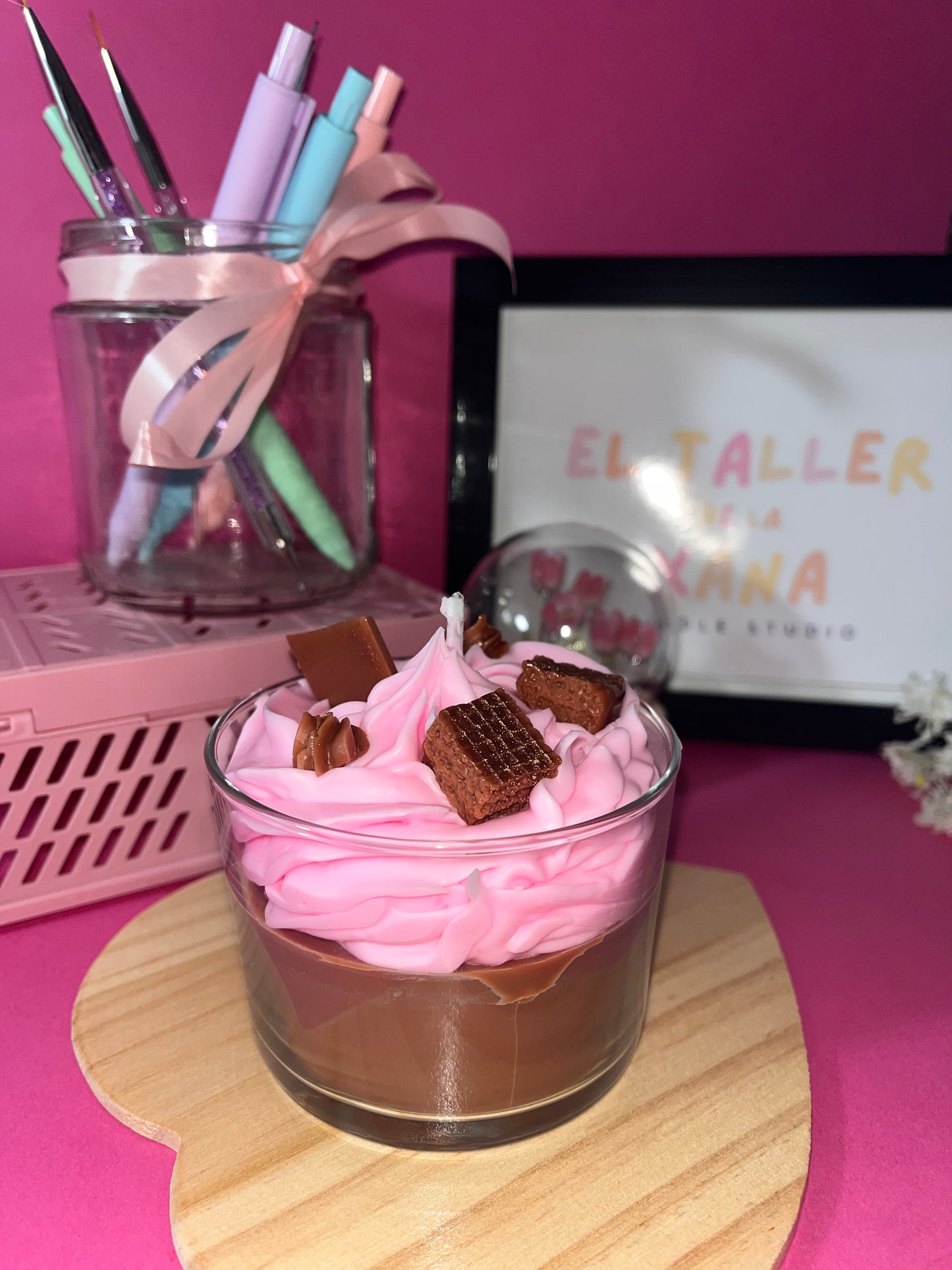 Vela gourmet con aroma de chocolate fondant por la cara posterior