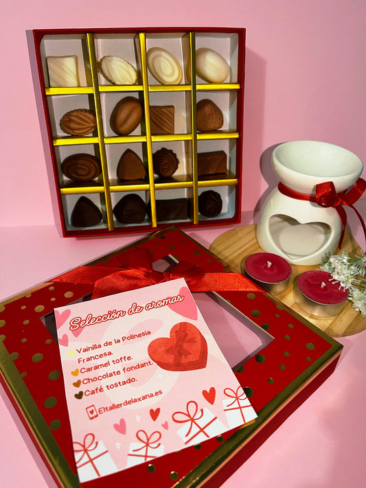 Pack “Caja roja de Nesmelt” – Wax melts, quemador y velas de té (+160h)