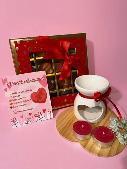 Pack “Caja roja de Nesmelt” – Wax melts, quemador y velas de té (+160h)