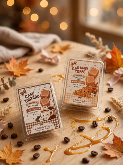 Pack Duo Wax Melts Caramel Toffe + Café Tostado - Recarga Pack Latte Cozy